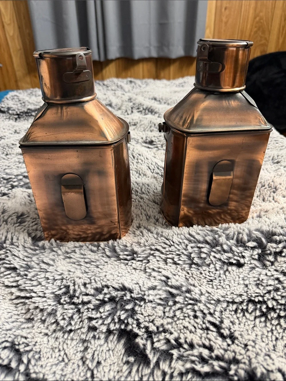 Vintage Copper Port & Starboard Lantern Set - Decorative Home Accent